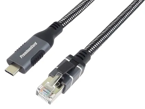 PremiumCord adaptér USB-C na RJ45 Gigabit Ethernet / Adaptér / 10/100/1000 Mbit / RTL8153E / 1 m
