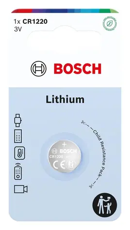 Bosch CR1220B1/00 / Knoflíková baterie / CR1220 Lithium / 3 V / 1 ks