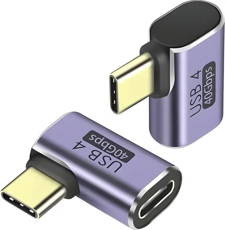 PremiumCord Adaptér USB-C samice - USB-C samec zahnutý 90° / Redukce / USB4 40Gbps / 100W PD / Aluminium