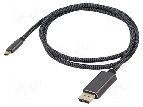 Goobay 75708 USB-C - DisplayPort černá/stříbrná / Kabel / DP Alt Mode / 4K 60Hz / 2 m / textilní