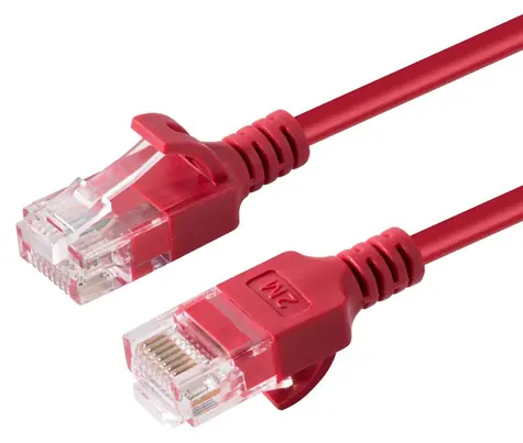 MicroConnect CAT6a U/UTP Slim 0.15m červená / Patch kabel / RJ-45