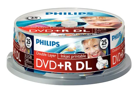 Philips DVD+R DL 8,5GB / Médium DVD / 8x / 25 ks / Spindl