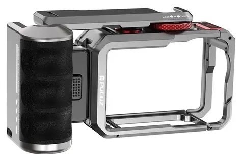Puluz PU1077TS / Rozšiřující klec s rukojetí / Pro DJI Osmo Action 6 / hliník / magnetický rychloupínák / cold shoe