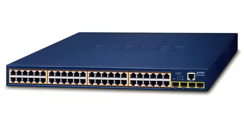 Planet GS-4210-48P4S / Switch / L2 / 48x Gigabit RJ-45 / 4x SFP / PoE 802.3at 600W / QoS