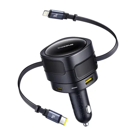 Baseus Enjoyment Max C00035507121-02 černá / Nabíječka do auta / 2x USB-C + kabel USB-C a Lightning / 90W