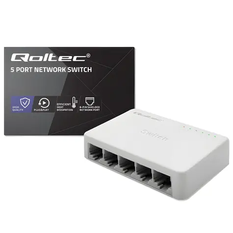 Qoltec 52247 / Switch / 5x RJ45 / 1000 Mbps