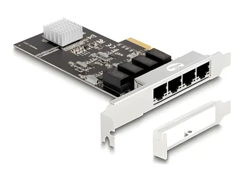 Delock PCI Express x4 / Síťová karta / 4x RJ45 / Gigabit LAN / Realtek RTL8111H