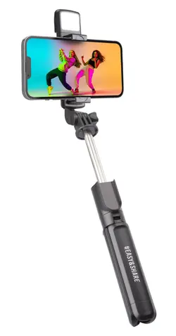 SBS EASY&SHARE selfie tyč s LED světlem a stativem černá / Selfie tyč / LED světlo / Stativ