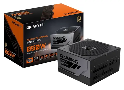 GIGABYTE GAMING 850GM PG5 černá / Zdroj / 850W / 80 PLUS Gold / ATX 3.1 / modulární / 135mm ventilátor