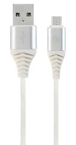 Cablexpert USB-A - Micro-USB bílo-stříbrná / USB kabel / opletený / 1 m