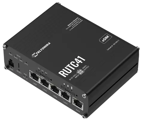 Teltonika RUTC41 / Router industriální / 4G (LTE) / Wi-Fi 6 / Dual SIM & eSIM / 4x LAN / 1x WAN