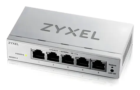 ZyXEL GS1200-5V3 šedá / Switch / Desktop / 5x GLAN / Managed L2 / Fanless