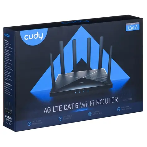 Cudy LT700 / 4G LTE Cat6 router / 4x Gigabit LAN / 2,4 GHz 300 Mbps / 5 GHz 867 Mbps / Dual SIM