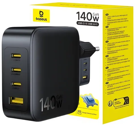 Baseus EnerFill FH11 Cosmic Black / Nabíječka do sítě / 5 A / 1x USB-A / 3x USB-C