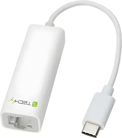 Techly Adaptér USB-C na Gigabit Ethernet bílá / Adaptér / USB-C / RJ45 / 10/100/1000 Mbit/s