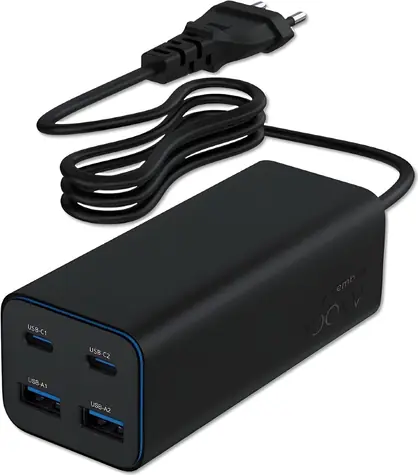 Gembird GaN nabíječka 4x USB 100 W černá / Nabíječka / Power Delivery / QC 3.0 / 2x USB-C, 2x USB-A