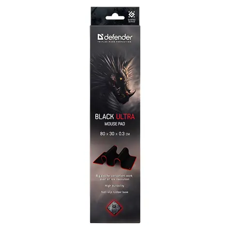 Defender Black Ultra černá / Herní podložka pod myš / 800 x 300 x 3 mm