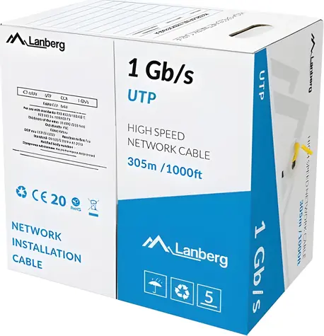 Lanberg UTP kabel drát žlutý / CCA / 305 m / 1 Gb/s