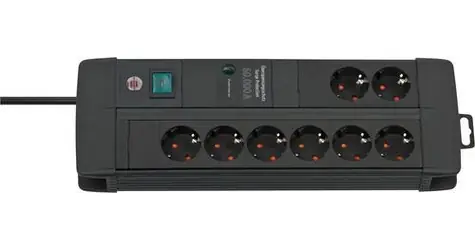 Brennenstuhl Premium-Line černá / Přepěťová ochrana / 8 zásuvek / 3 m kabel / 60 000 A / IP20