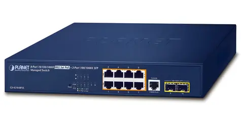 Planet GS-4210-8P2S / Switch / L2 Managed / 8x 1Gb RJ-45 / 2x SFP / PoE 802.3at / 120W / QoS