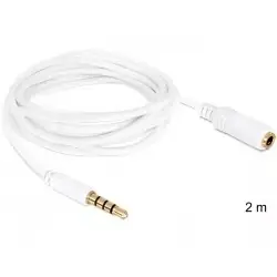 DeLock prodlužovací kabel Jack 3.5mm (M) - Jack 3.5mm (F) bílá / Audio kabel / 2 m / pozlacené kontakty