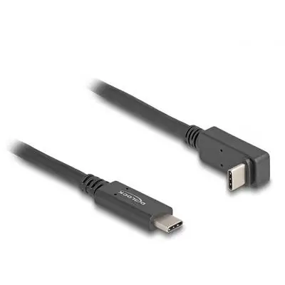 Delock USB-C rovný/lomený kabel 1 m černá / USB kabel / USB 3.2 Gen 2 / 10 Gbps / PD 60 W / DP Alt Mode 4K