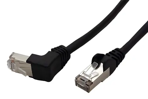 Goobay FTP patchkabel kat. 5e lomený 90° černý / Patchkabel / FTP / 1 m