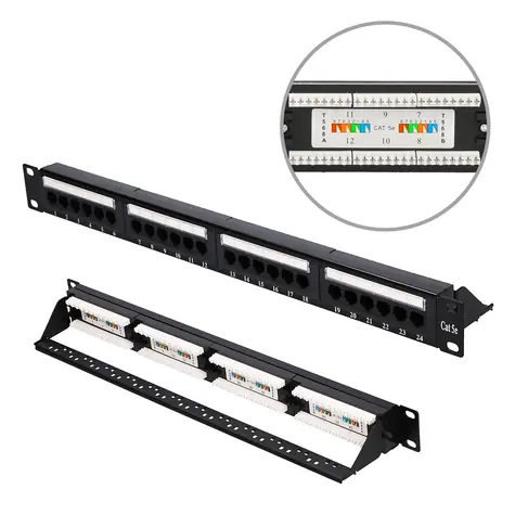 Extralink CAT5E UTP V2 černý / Patch panel / 24 portů / 1U / RJ45