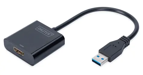 Digitus USB-A - HDMI DA-70841 černá / Adaptér / Full HD 1080p / USB 3.2 Gen 1 (5 Gb/s)