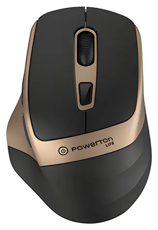 Powerton LIFE FLIXO černo-zlatá / Bezdrátová myš / optická / 1600 DPI / 6 tlačítek / 2,4 GHz