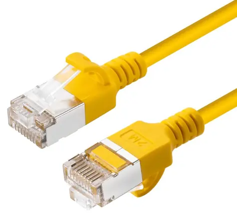 MicroConnect CAT6A U-FTP Slim žlutá / Patch kabel / 1 m / LSZH / RJ-45