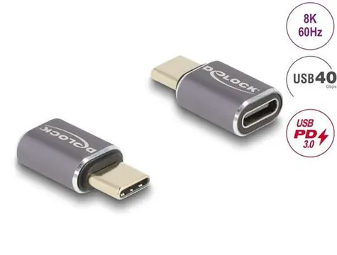 DeLock USB-C adaptér antracitový / USB adaptér / USB4 Gen 2x2 / 40 Gbps / PD 3.0 100 W / DisplayPort 1.4