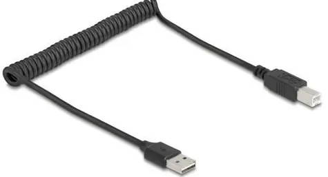 Delock černá / Spirálový USB kabel / EASY-USB 2.0 Typ-A / USB 2.0 / 0,8 m