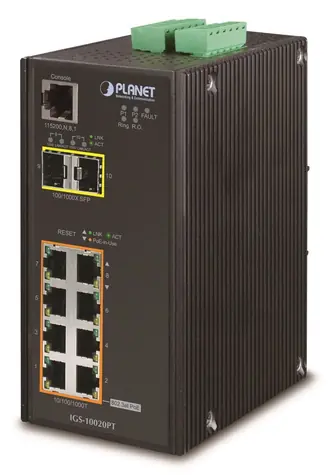 PLANET IGS-10020PT / Switch průmyslový / L3 / 8x GLAN PoE / 2x 2,5G SFP / IP30
