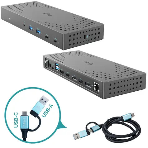i-tec USB-C Triple 4K Dock Gen 2 / Dokovací stanice / 3x HDMI + 2x DisplayPort / PD 100W / RJ-45 / USB-C