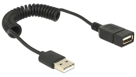 Delock USB-A (M) - USB-A (F) černá / Prodlužovací kabel / Spirálový / 0,2-0,6 m / USB 2.0