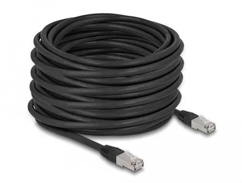 Delock síťový kabel RJ45 Cat.6A S/FTP Outdoor 20 m černá / Síťový kabel / PE plášť / -20 až 60 °C