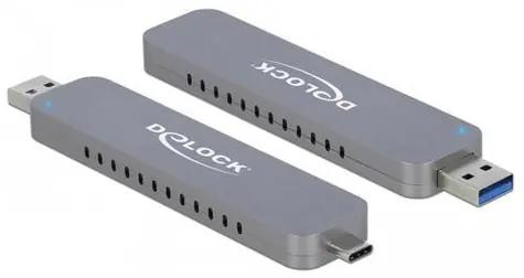 Delock / Externí pouzdro pro M.2 SSD / USB-C + USB-A / 10 Gbps