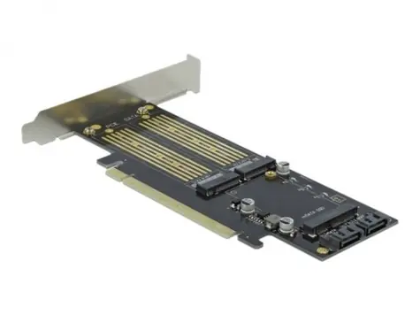 DeLock PCIe x16 / Karta / 2x M.2 Key B + 1x mSATA / SATA + NVMe SSD