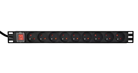 Gembird EG-PDU-9F2F / Prodlužovací přívod do racku (PDU) / 10x C13 / 1U / 16A / 2m / černá