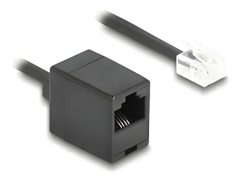 Delock RJ11/RJ45 černá / Telefonní spirálový kabel / 5m