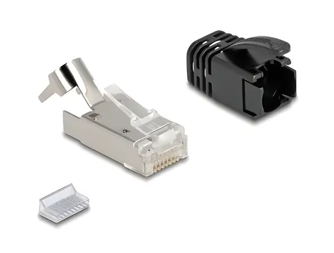 DeLock RJ45 konektor Cat.8.1, 25 ks / Konektor / S odlehčením tahu / Ochrana kabelu proti zlomení