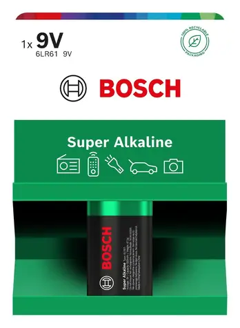 Bosch 6LR61SA1B/00 Super Alkaline 9V / Alkalická baterie / 6LR61 / 1 ks