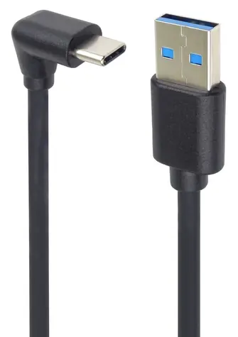PremiumCord USB-C 90° - USB-A černá / Datový kabel / USB 3.0 / 50cm