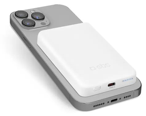 SBS Mag Power bílá / Powerbanka / 5000 mAh / MagSafe / 10W / USB-C