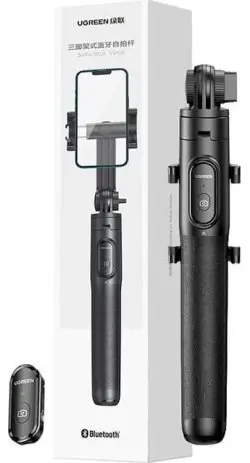 Ugreen selfie tyč s Bluetooth spouští černá / Selfie tyč / Bluetooth dálková spoušť / 360° otočná / do 7,2