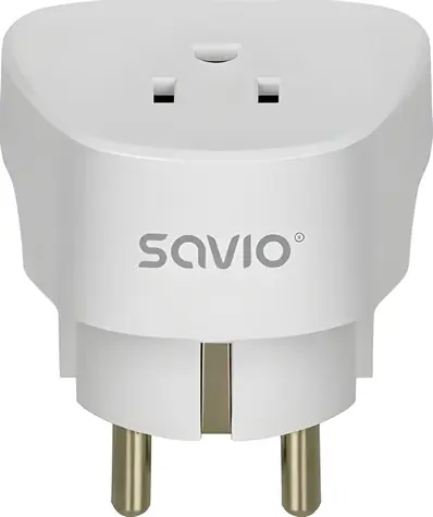 Savio AP-01 bílá / Cestovní adaptér / EU zástrčka - US zásuvka / 100-250V / 15A