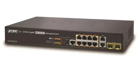 Planet GS-5220-8P2T2S / PoE switch L3 / 10x Gigabit RJ-45 / 2x SFP / 8x PoE 802.3at / 240W