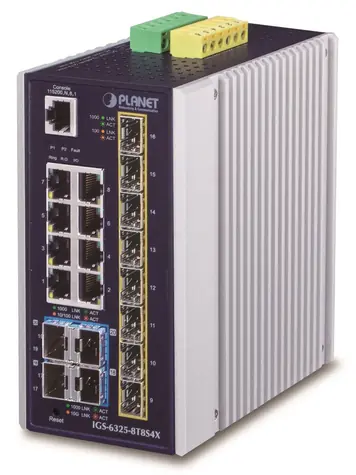 PLANET IGS-6325-8T8S4X / Switch průmyslový / 8x Gigabit RJ-45 / 8x 2.5G SFP / 4x 10G SFP+ / L3 / IP30