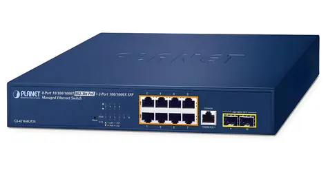 Planet GS-4210-8UP2S / Switch / 8x Gigabit PoE / 2x Gigabit SFP / PoE 802.3bt 180W / L2/L4